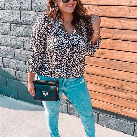 Leopard Print v-Neck top - Picture 1 of 5
